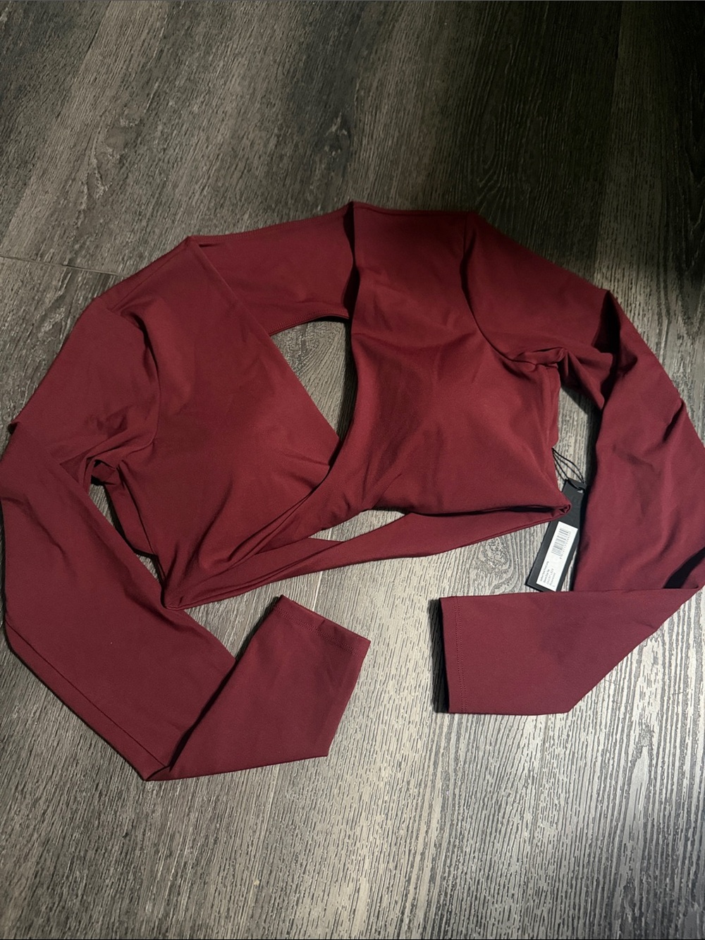 Oner active unified twist front Long Sleeve Wrap Crop Top - Rosewood L
